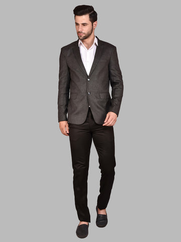 BOWLIFESTYLE Black Cotton Blend Solid Blazer