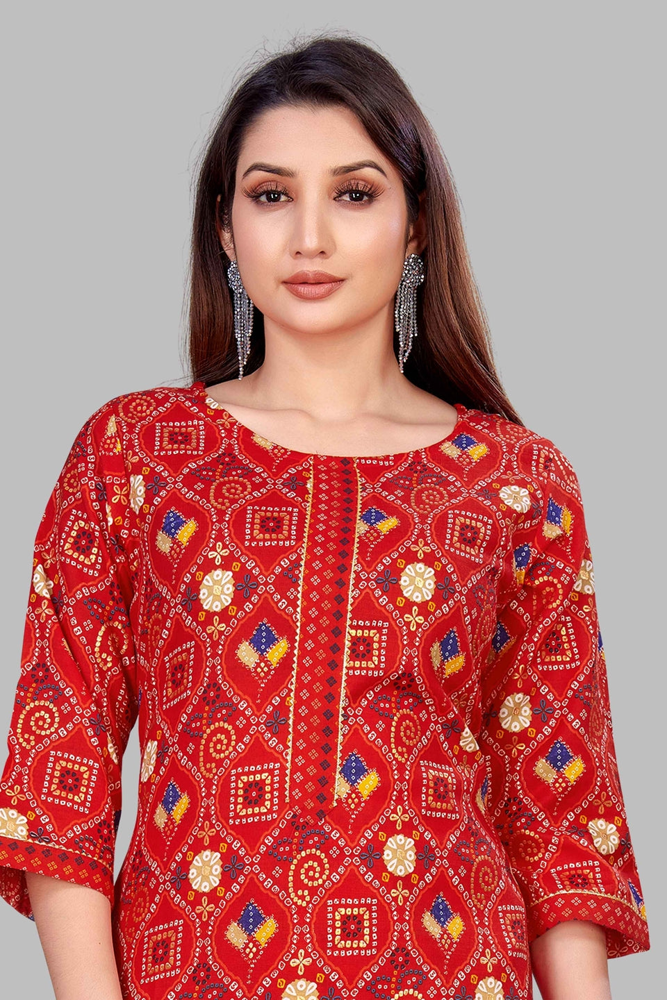 SUNDARNAARI Red Kurta Set for Women | Printed Cotton | Stylish & Comfortable | Ideal for Casual & Festive Occasions