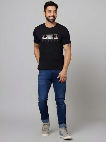 Black Cotton Graphic Printed T-Shirt by Kaido - Everyday Essentials for Casual Comfort