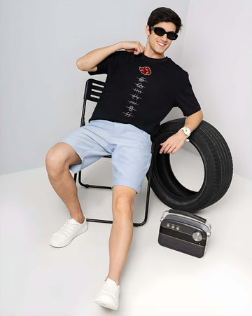 Black Cotton Graphic Printed Oversized T-Shirt for Men | Kaido Men Casual Wear