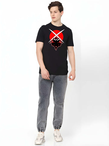 Black Cotton Graphic Printed T-Shirt by Kaido - Everyday Essentials for Casual Comfort