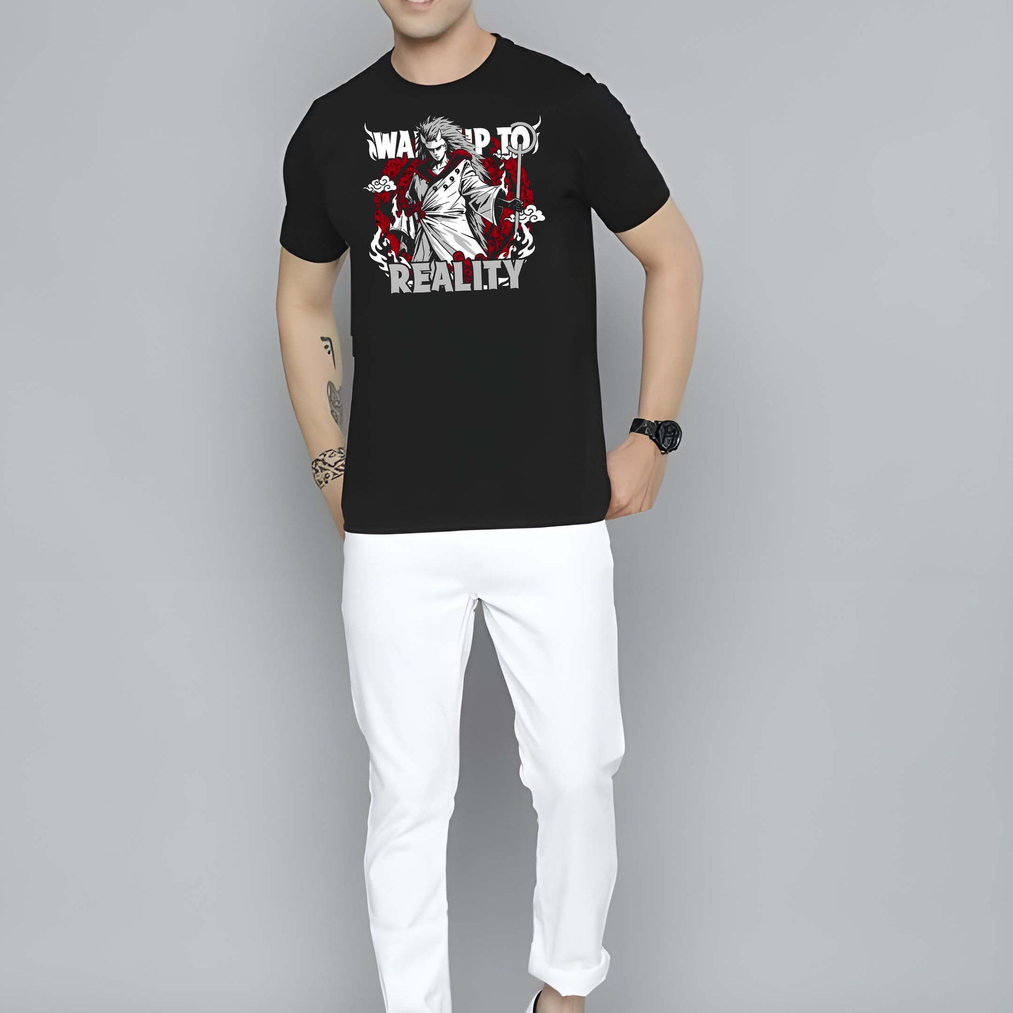 Black Cotton Graphic Printed T-Shirt by Kaido - Everyday Essentials for Casual Comfort