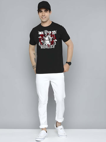 Black Cotton Graphic Printed T-Shirt by Kaido - Everyday Essentials for Casual Comfort