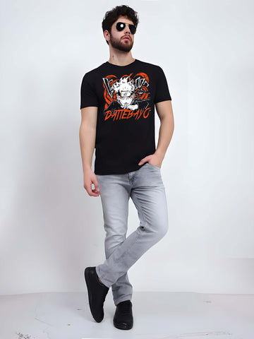 Black Cotton Graphic Printed T-Shirt by Kaido - Everyday Essentials for Casual Comfort