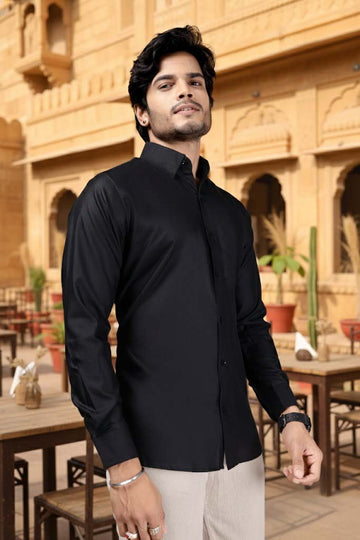 Mens Cotton Black Casual Wear Shirt