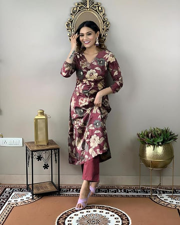 Burgundy Color Women Kurta Set - KAUTHAMEE