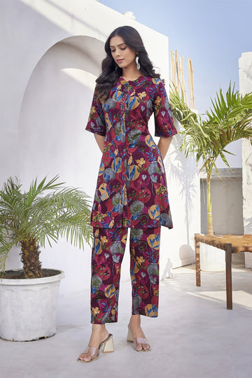 SUNDARNAARI Cotton Blend Printed Co-Ords – Stylish and Comfortable, Multi Color