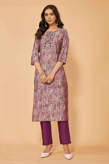 SUNDARNAARI Magenta Kurta Set for Women | Printed Chanderi Cotton | Elegant & Stylish | Perfect for Festive & Casual Wear