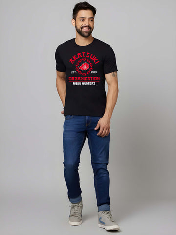 Black Cotton Graphic Printed T-Shirt by Kaido - Everyday Essentials for Casual Comfort