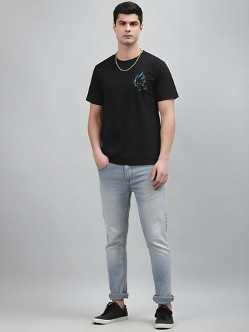 Black Cotton Graphic Printed T-Shirt by Kaido - Everyday Essentials for Casual Comfort