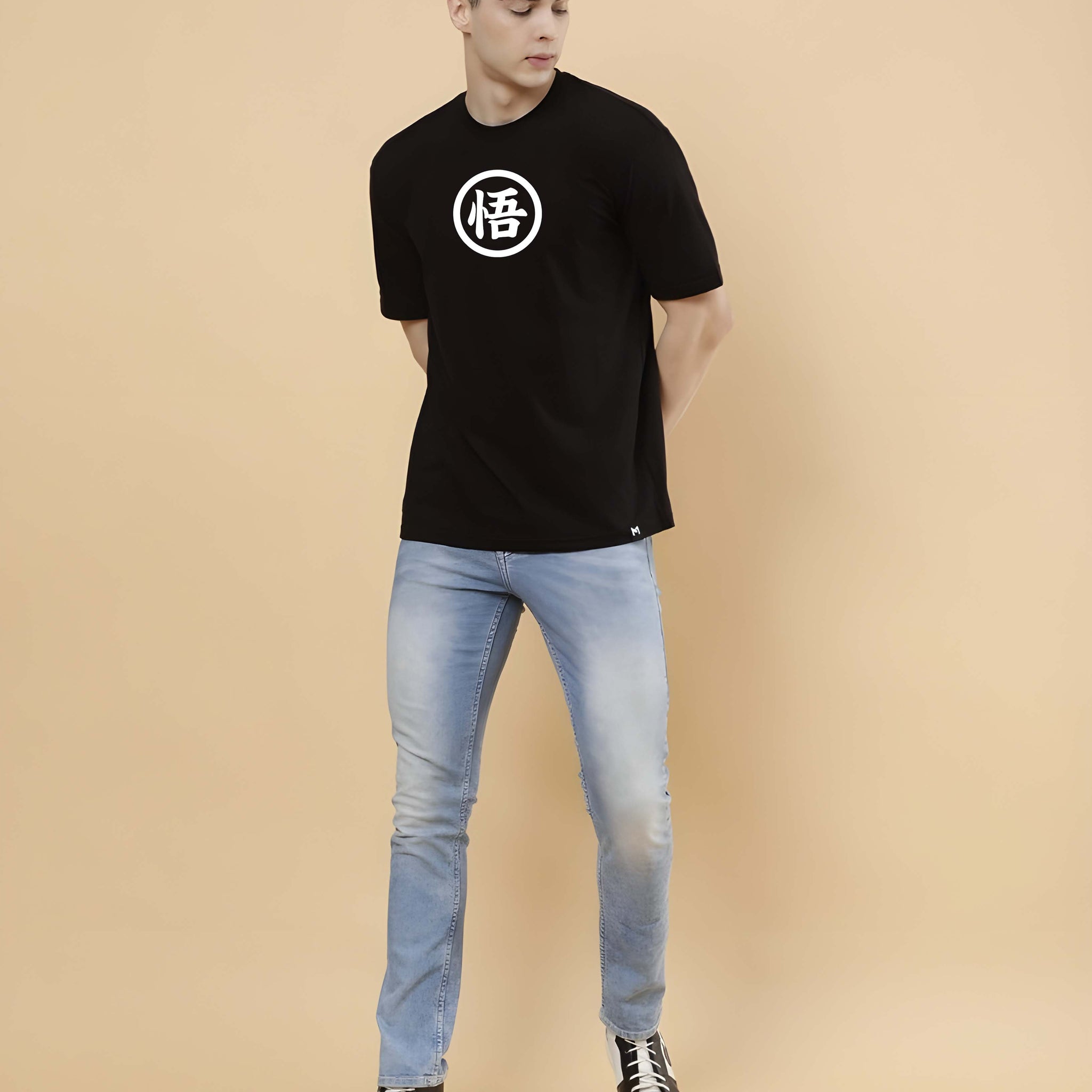 Black Cotton Graphic Printed Oversized T-Shirt for Men | Kaido Men Casual Wear