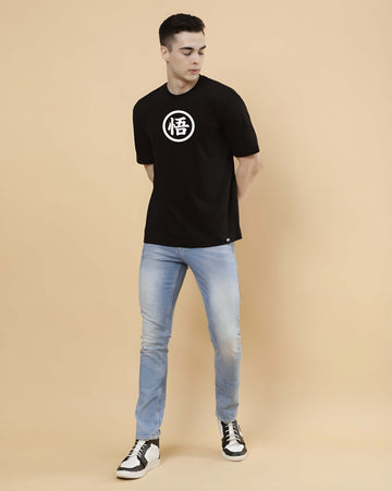 Black Cotton Graphic Printed Oversized T-Shirt for Men | Kaido Men Casual Wear