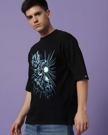 Black Cotton Graphic Printed Oversized T-Shirt for Men | Kaido Men Casual Wear