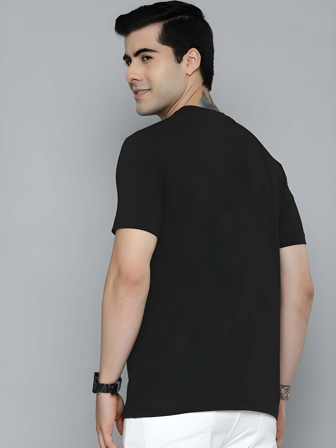 Black Cotton Graphic Printed T-Shirt by Kaido - Everyday Essentials for Casual Comfort