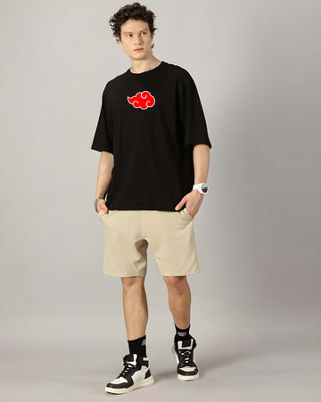 Black Cotton Graphic Printed Oversized T-Shirt for Men | Kaido Men Casual Wear