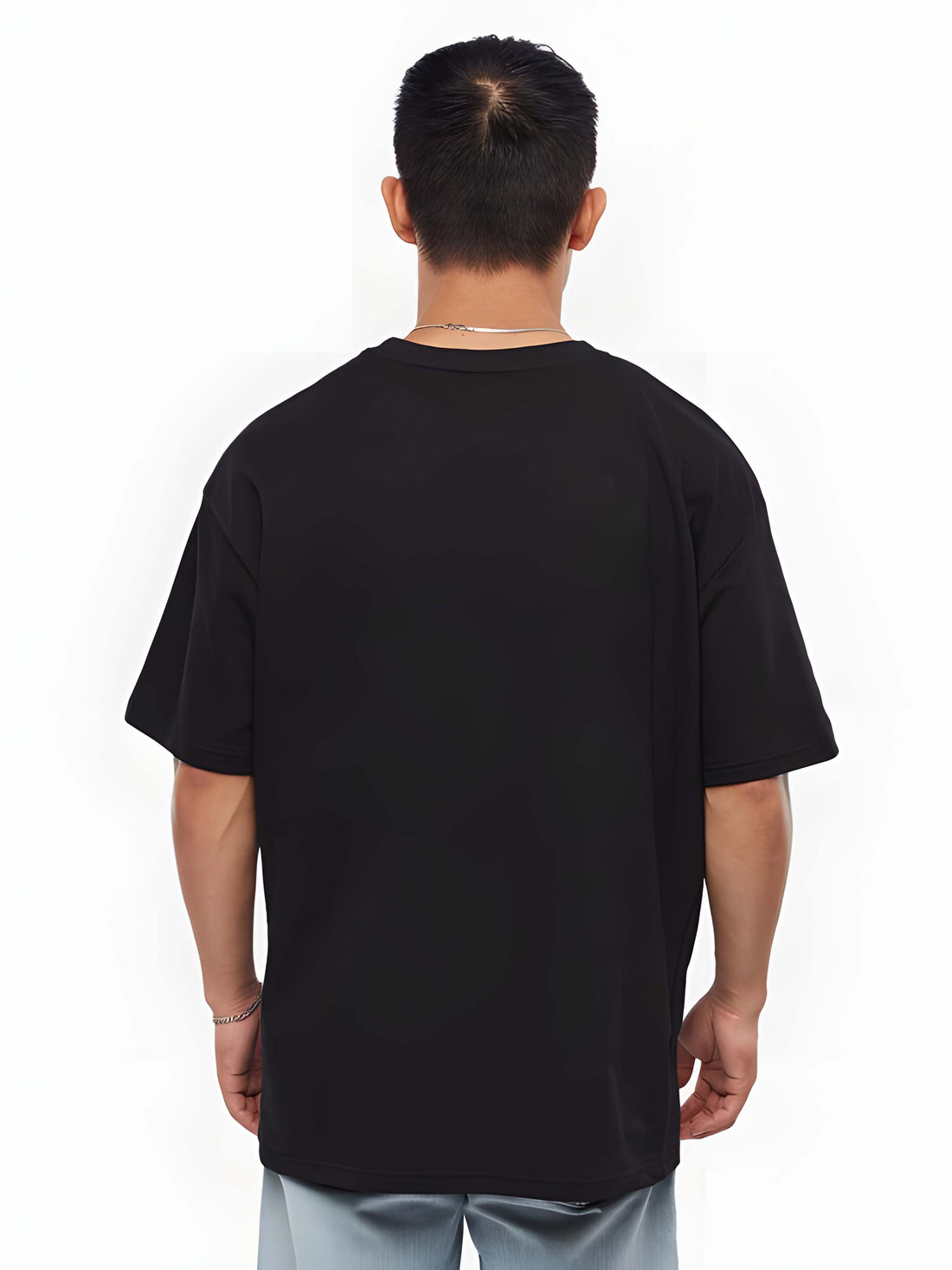 Men's Oversized T-Shirt - Black Cotton Graphic Print