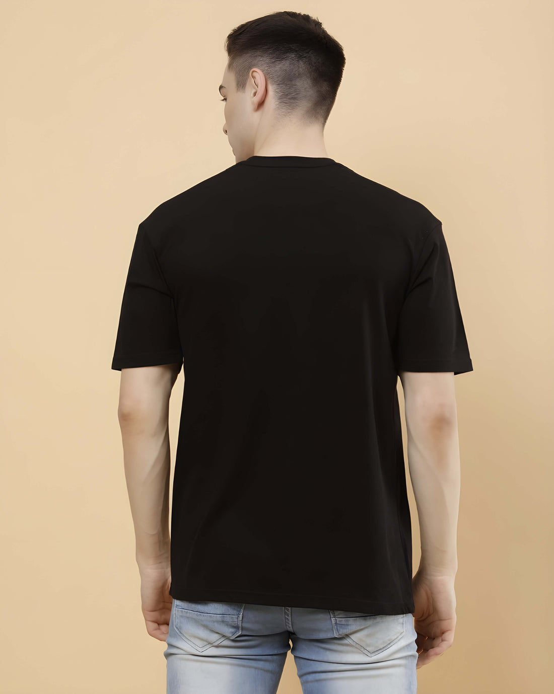 Men's Oversized T-Shirt - Black Cotton Graphic Print