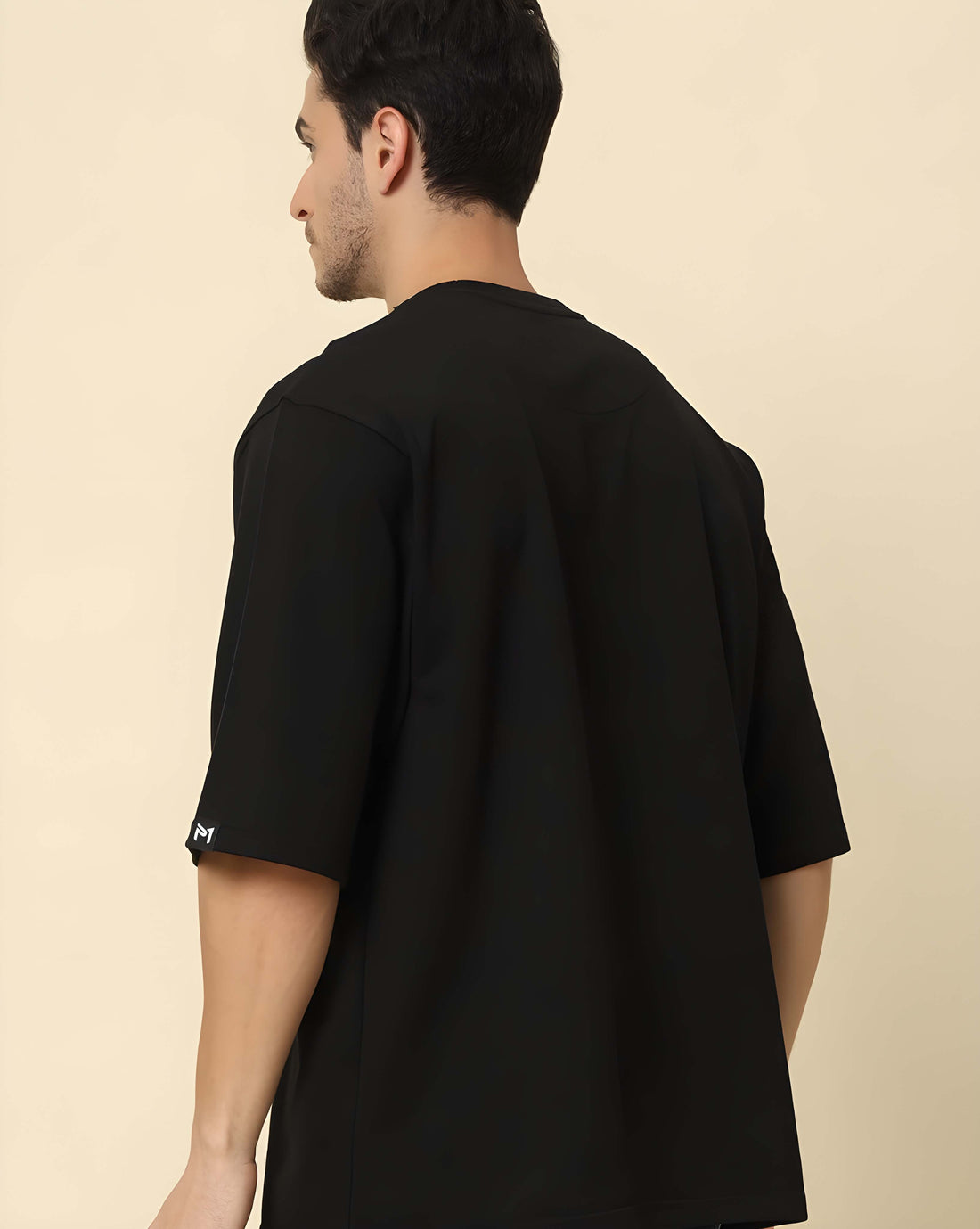 Men's Oversized T-Shirt - Black Cotton Graphic Print