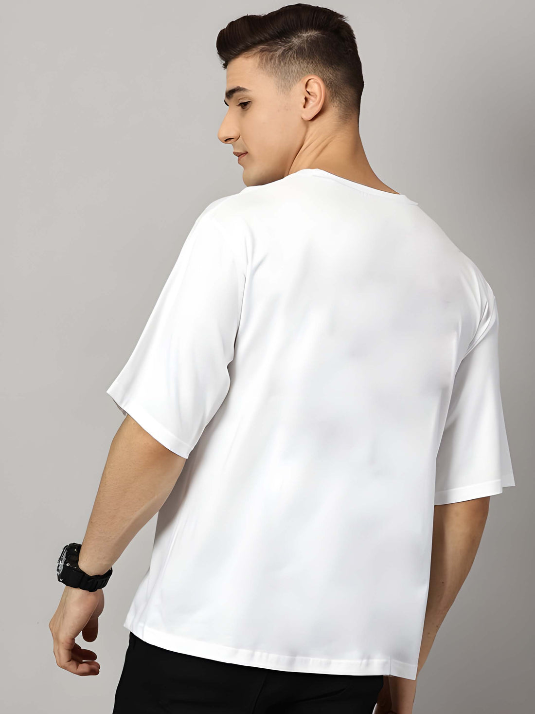 Kaido Men White Pure Cotton Over Size Printed Stylish T-Shirt