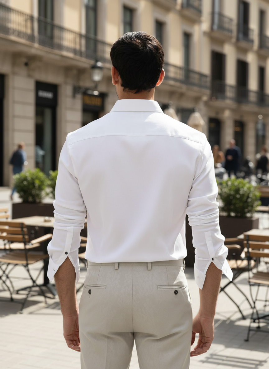 Mens Cotton White Casual Wear Shirt