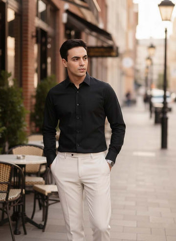 Mens Cotton Black Casual Wear Shirt