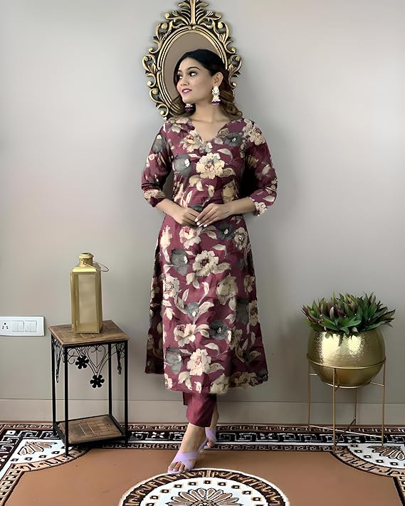 Burgundy Color Women Kurta Set - KAUTHAMEE