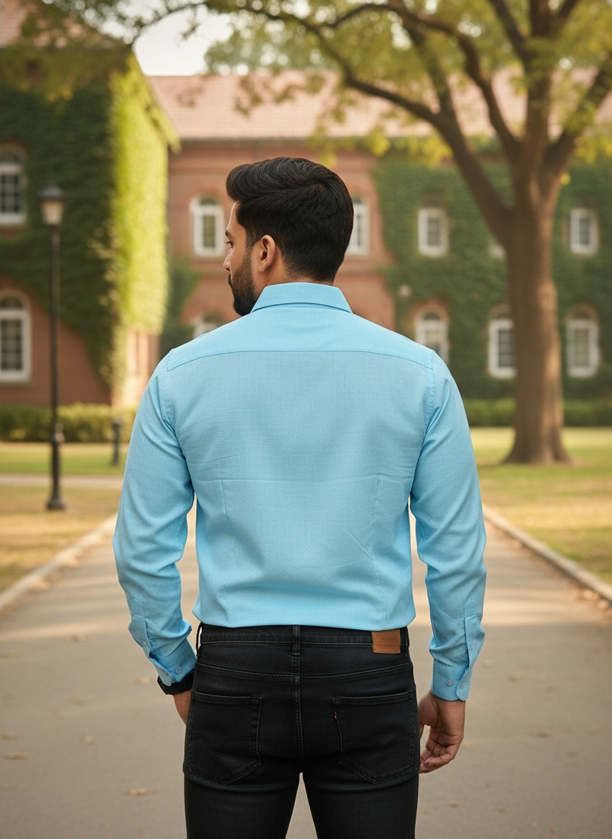 Mens Linen Blue Casual Wear Shirt