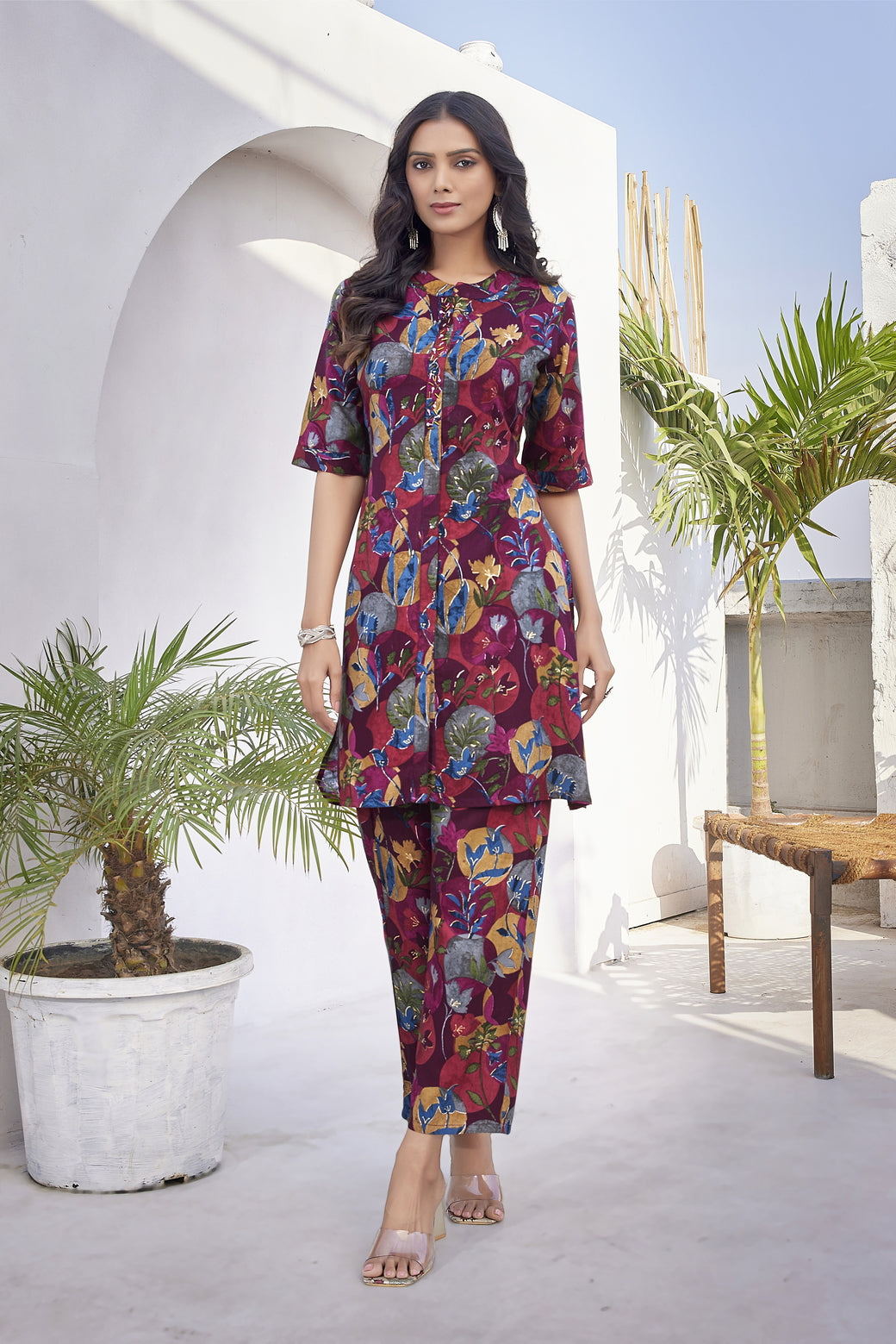 SUNDARNAARI Cotton Blend Printed Co-Ords – Stylish and Comfortable, Multi Color