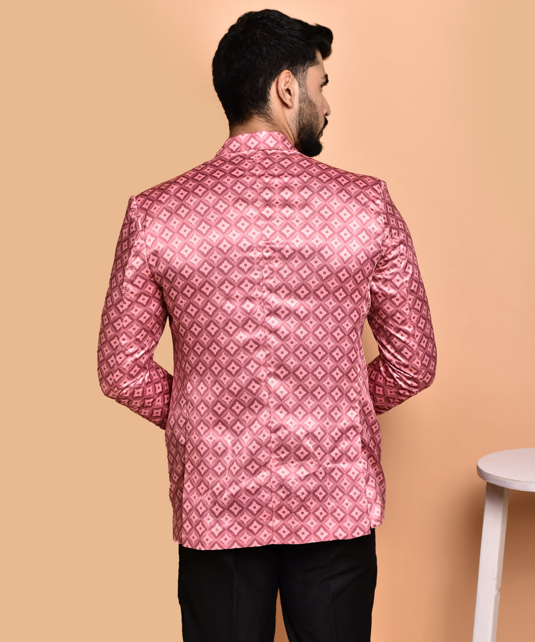 BOWLIFESTYLE Pink Multi Cotton Blend Printed Blazer