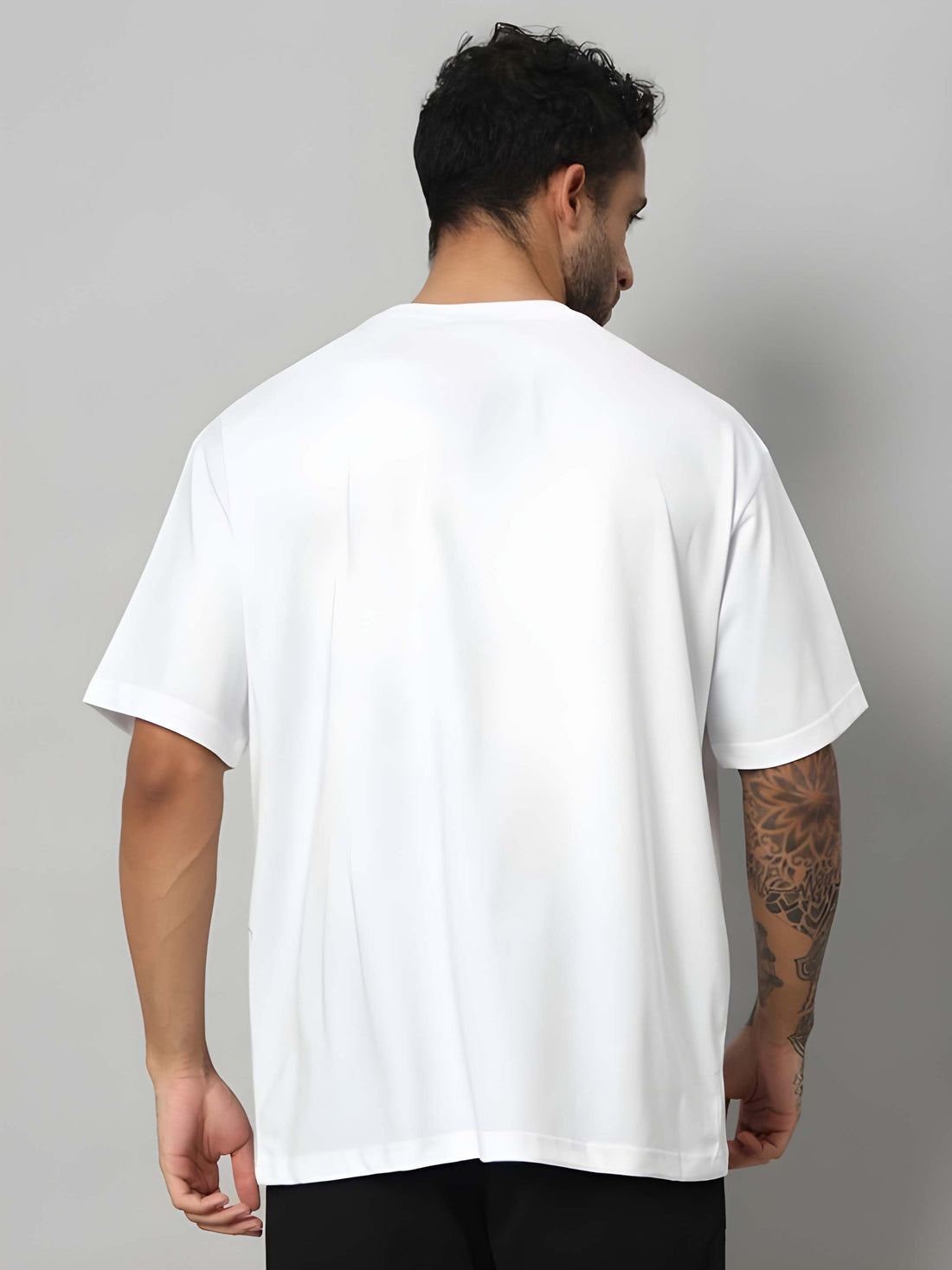 Kaido Men White Pure Cotton Over Size Printed Stylish T-Shirt