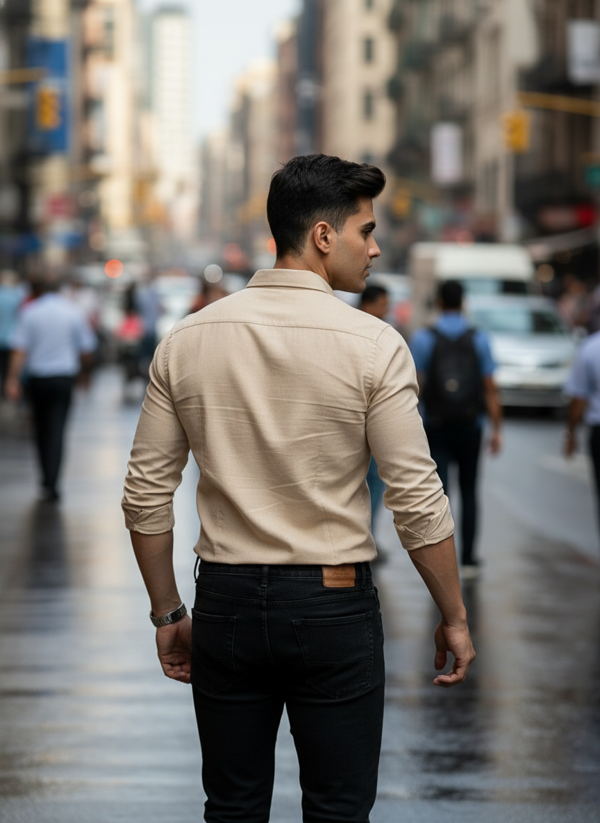 Mens Linen Melon(Plink) Casual Wear Shirt
