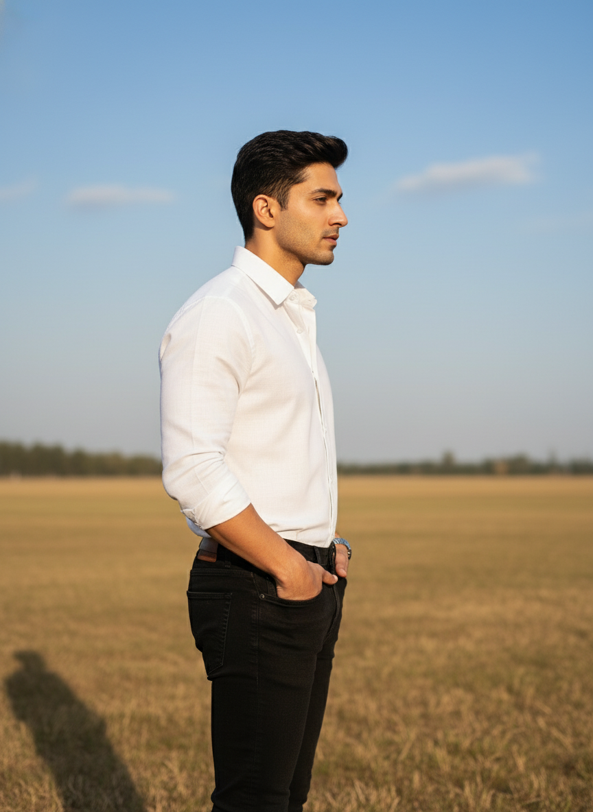 Mens Linen White Casual Wear Shirt