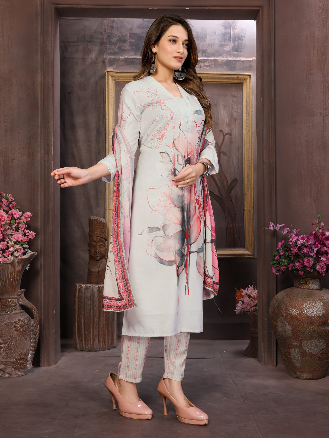 SUNDARNAARI Mint Green Kurta Set for Women | Digital Print Viscose Rayon | Stylish and Comfortable | Perfect for Casual & Festive Wear