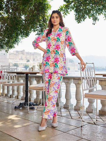 Floral Cotton Blend Co-Ords Set for Women | Vibe Vision