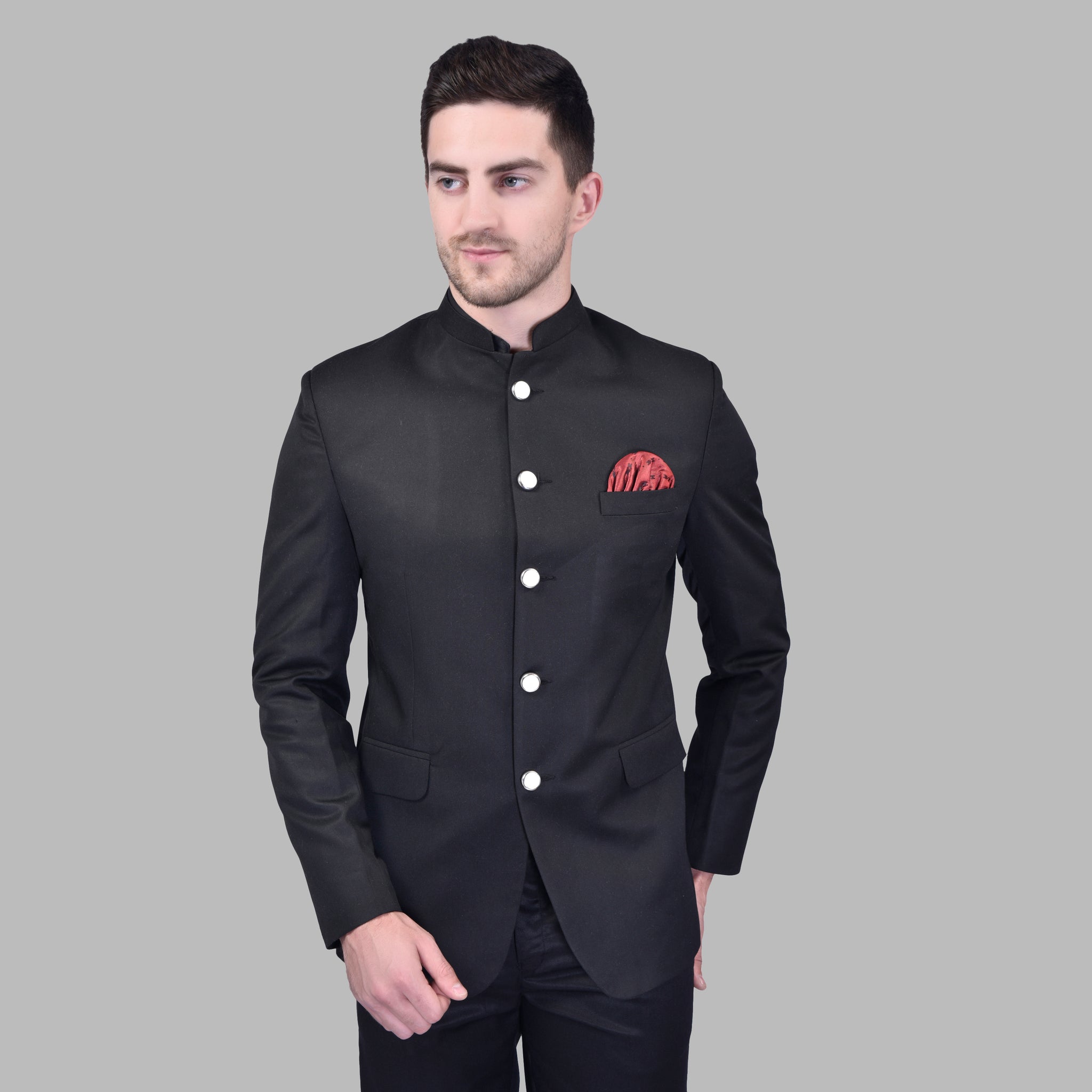 BOWLIFESTYLE Black Cotton Blend Solid Blazer