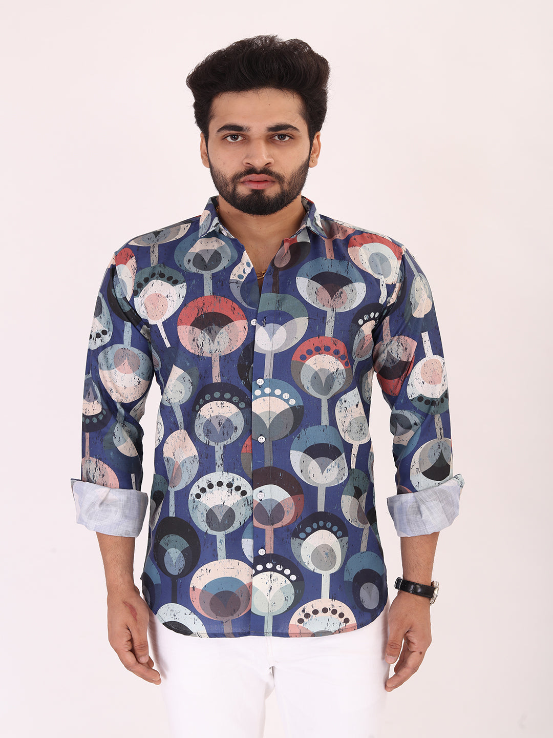 BOWLIFESTYLE Cotton Blend Regular Fit Printed Full Sleeves Men's Casual Shirt.