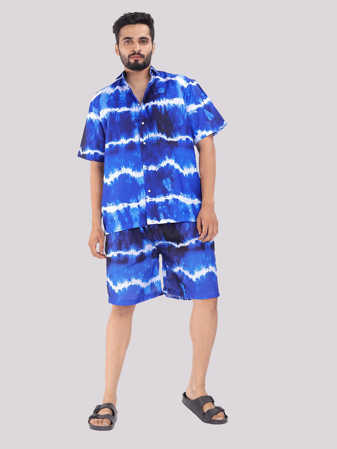 BOWLIFESTYLE Blue Cotton Blend Printed Co-ord Set