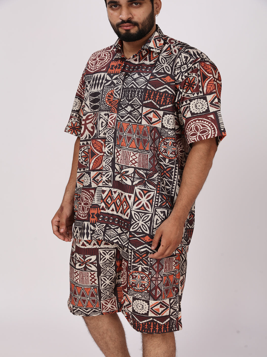 BOWLIFESTYLE Brown-Multi Cotton Blend Printed Co-ord Set