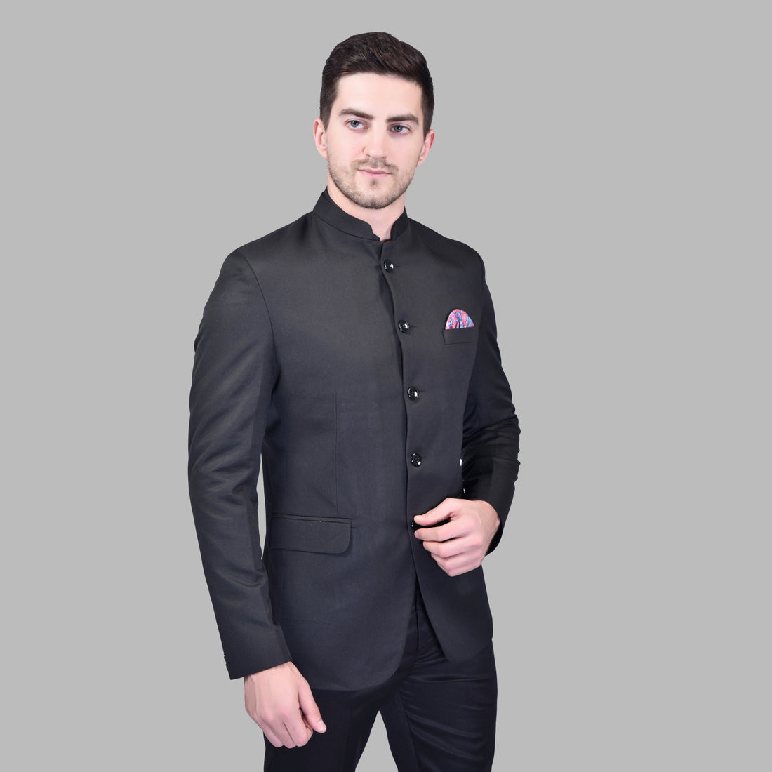 BOWLIFESTYLE Black Cotton Blend Solid Blazer