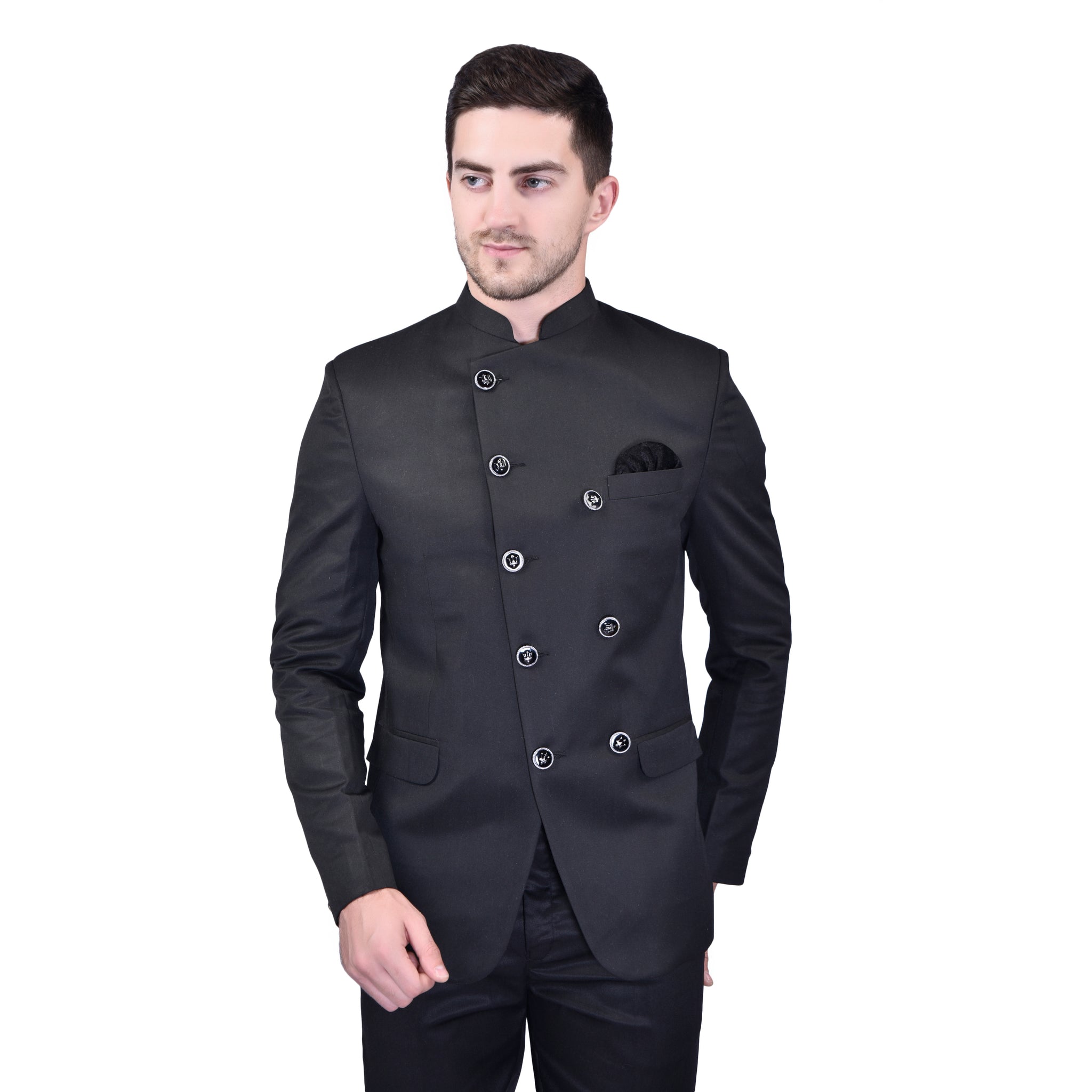 BOWLIFESTYLE Black Cotton Blend Solid Blazer