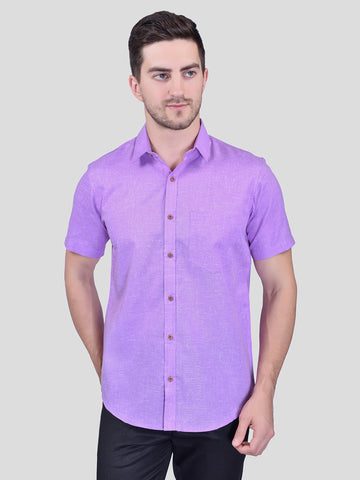 Purple Cotton Linen Shirt for Men – Solid Shirt by PRINTCULTR