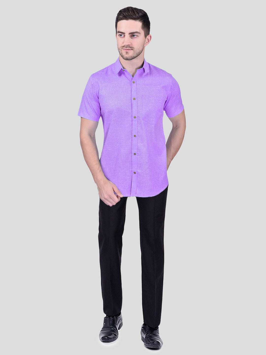 Purple Cotton Linen Shirt for Men – Solid Shirt by PRINTCULTR