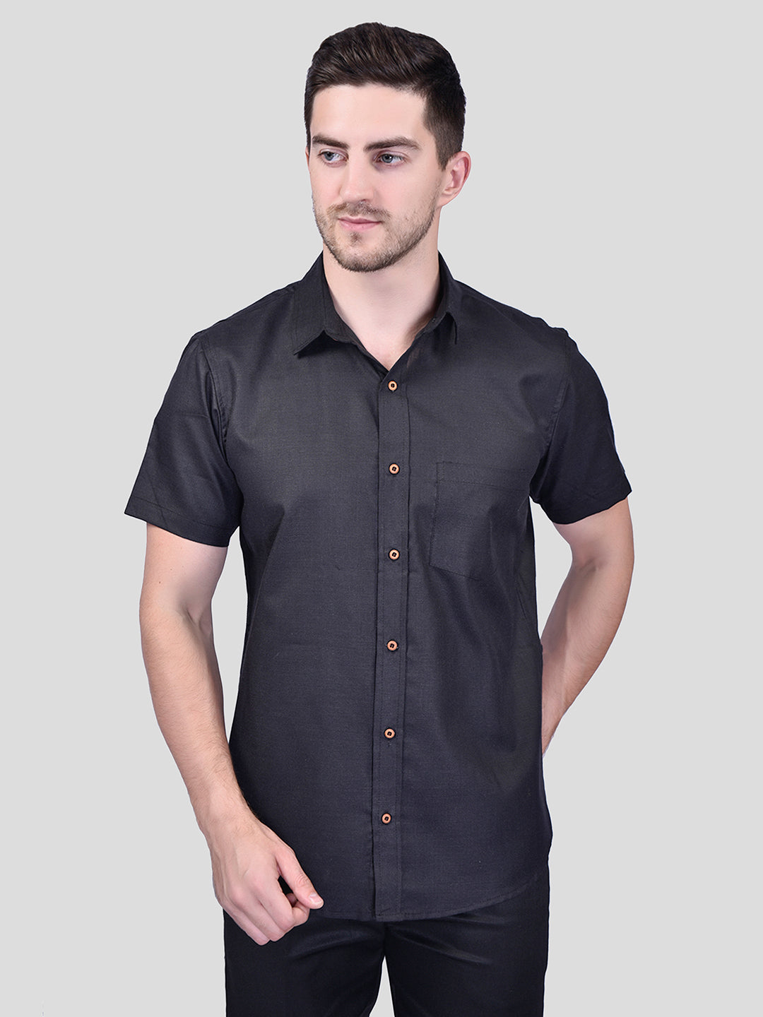 Black Cotton Linen Shirt - Stylish & Comfortable | PRINTCULTR