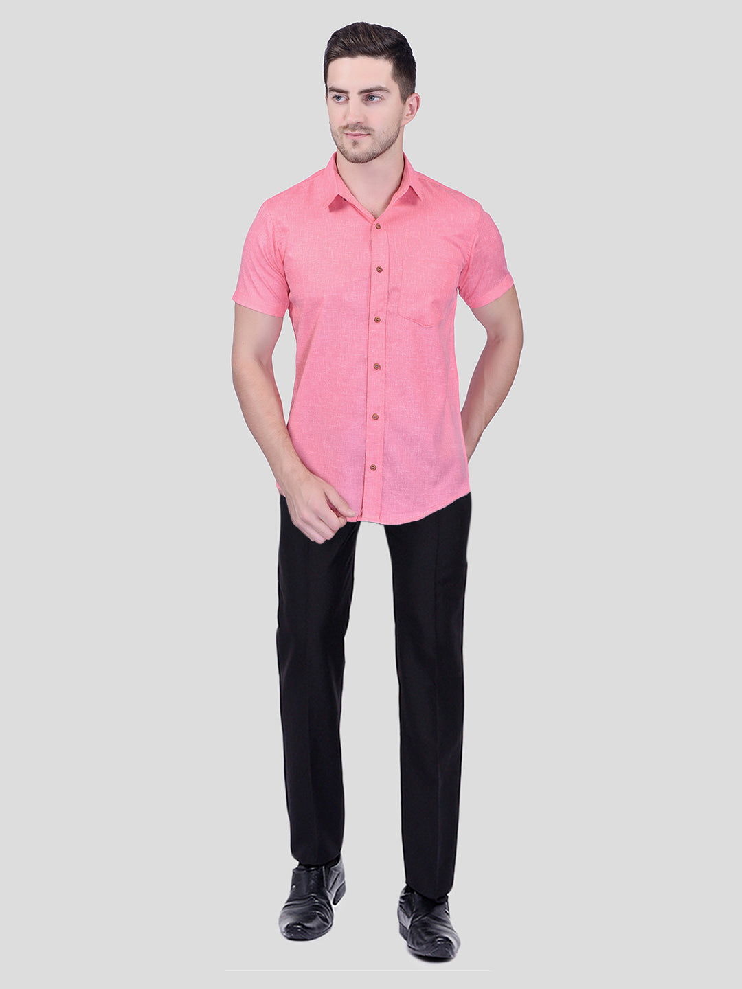 Pink Cotton Linen Shirt for Men | Solid Shirt | PRINTCULTR