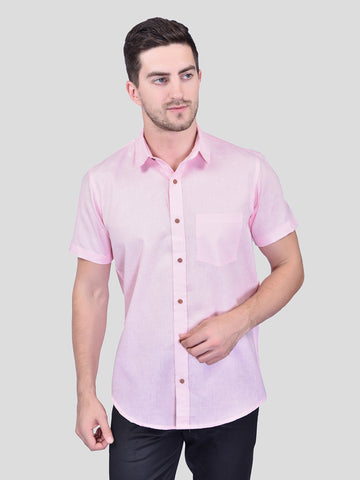 Light Pink Cotton Linen Shirt for Men - PRINTCULTR