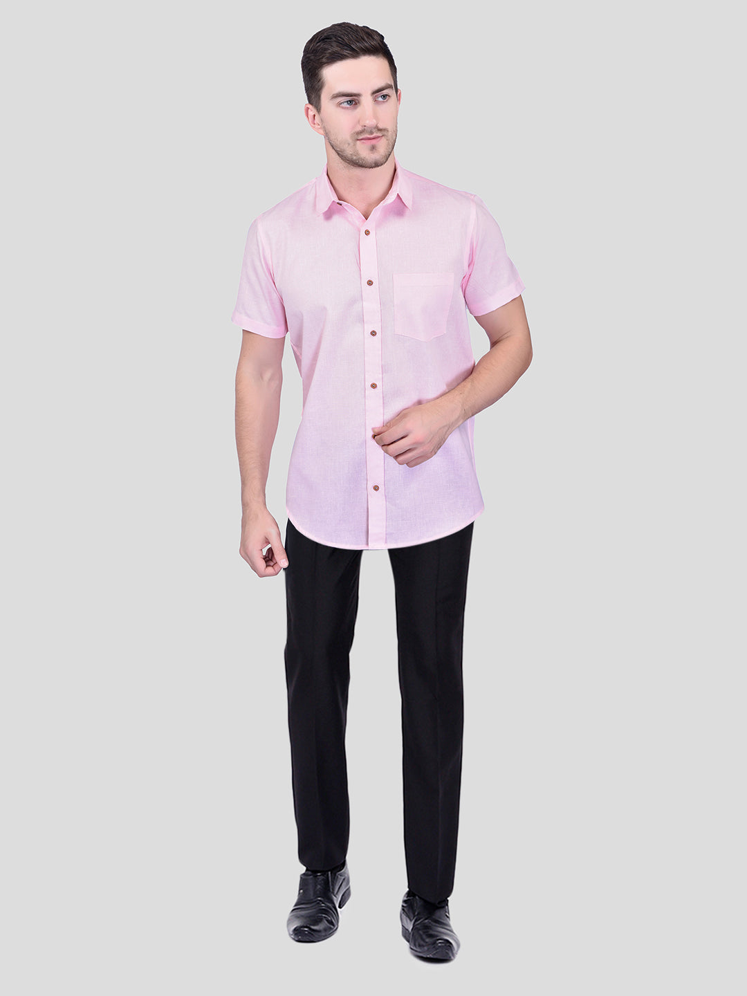 Light Pink Cotton Linen Shirt for Men - PRINTCULTR