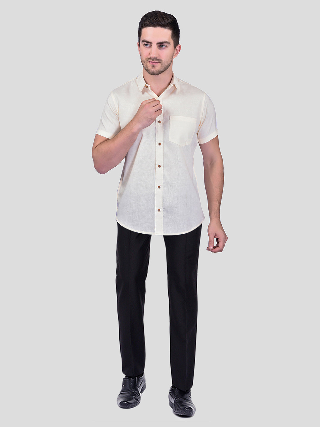 Cream Cotton Linen Shirt for Men | Stylish & Comfortable | PRINTCULTR