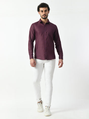 Purple Cotton Linen Solid Shirt for Men - PRINTCULTR