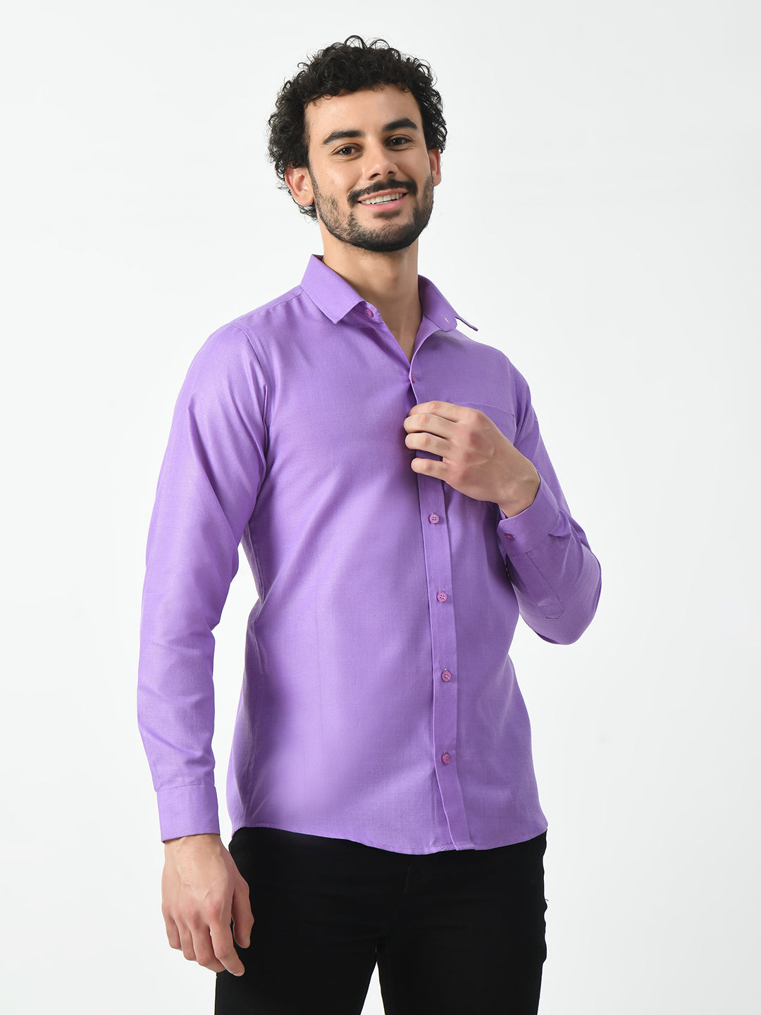 Purple Cotton Linen Solid Shirt for Men - Stylish & Comfy | PRINTCULTR