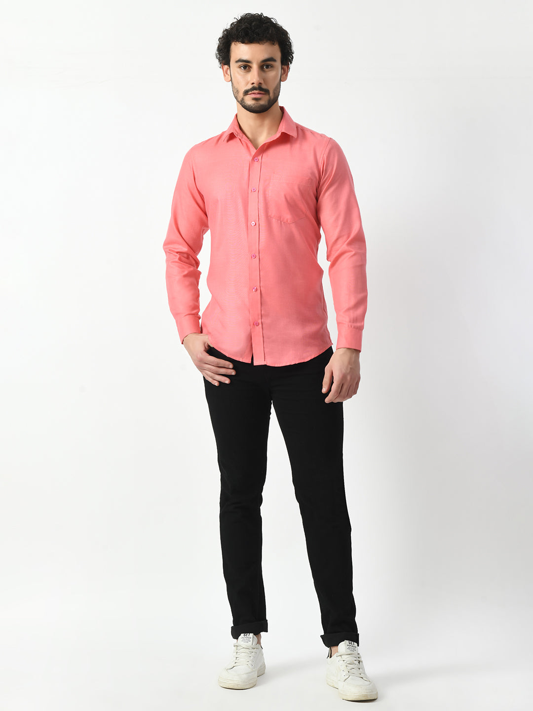 Dark Pink Cotton Linen Shirt for Men | PRINTCULTR